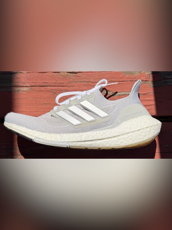 adidas Shoes - adidas Ultraboost Women’s White and Grey Knit Running Shoe with Three-Stripes